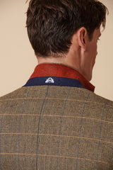 Herrenanzug, 3-teilig, Fischgrätenmuster, Tweed, hellbraun, kariert, maßgeschneiderte Passform, doppelt klassisch