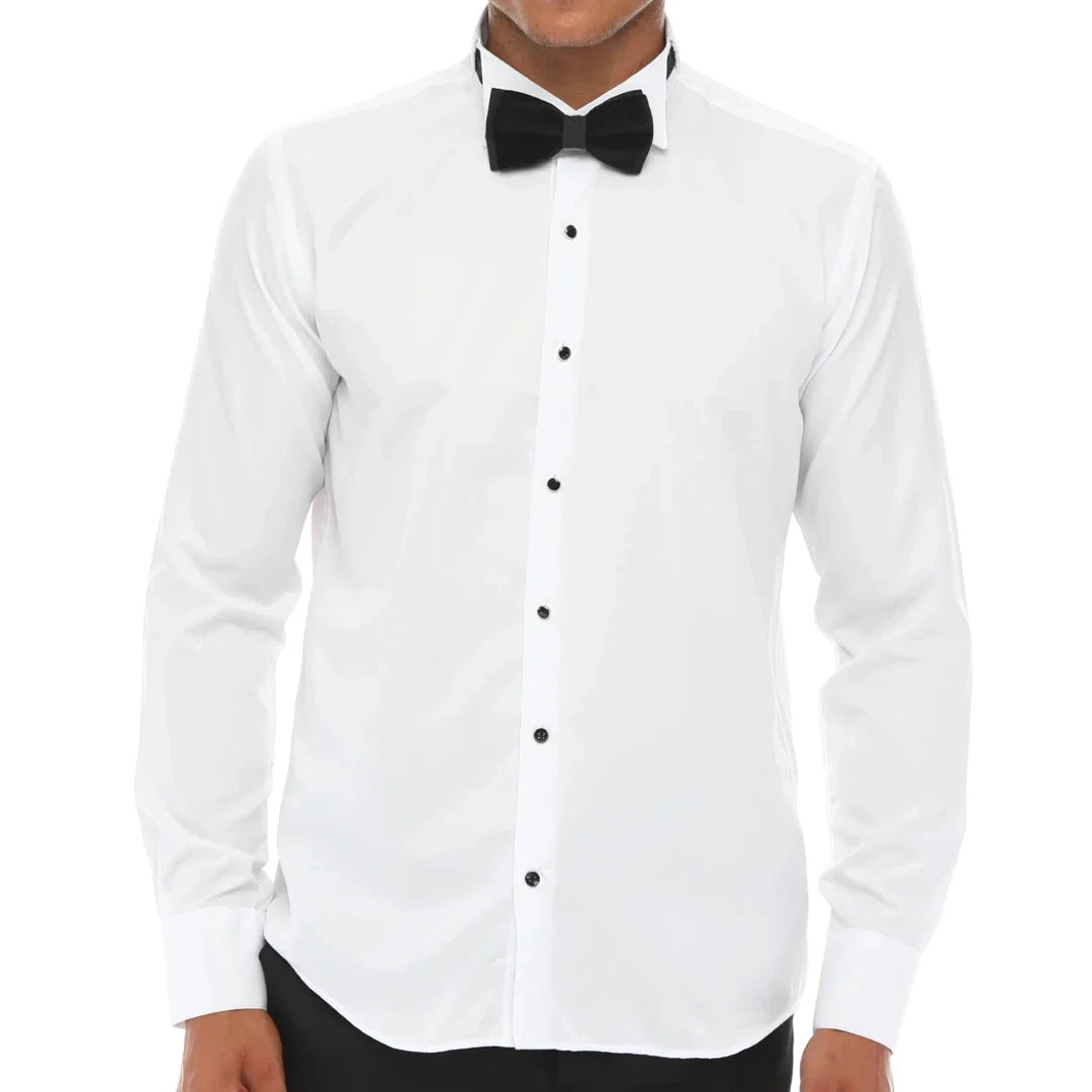 Men's Wing Collar Shirt Tuxedo White Double Cuff Dinner Classic