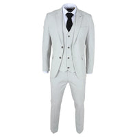 Miller - Men's Grey Checked Plaid Tailored Fit 3 Piece Suit